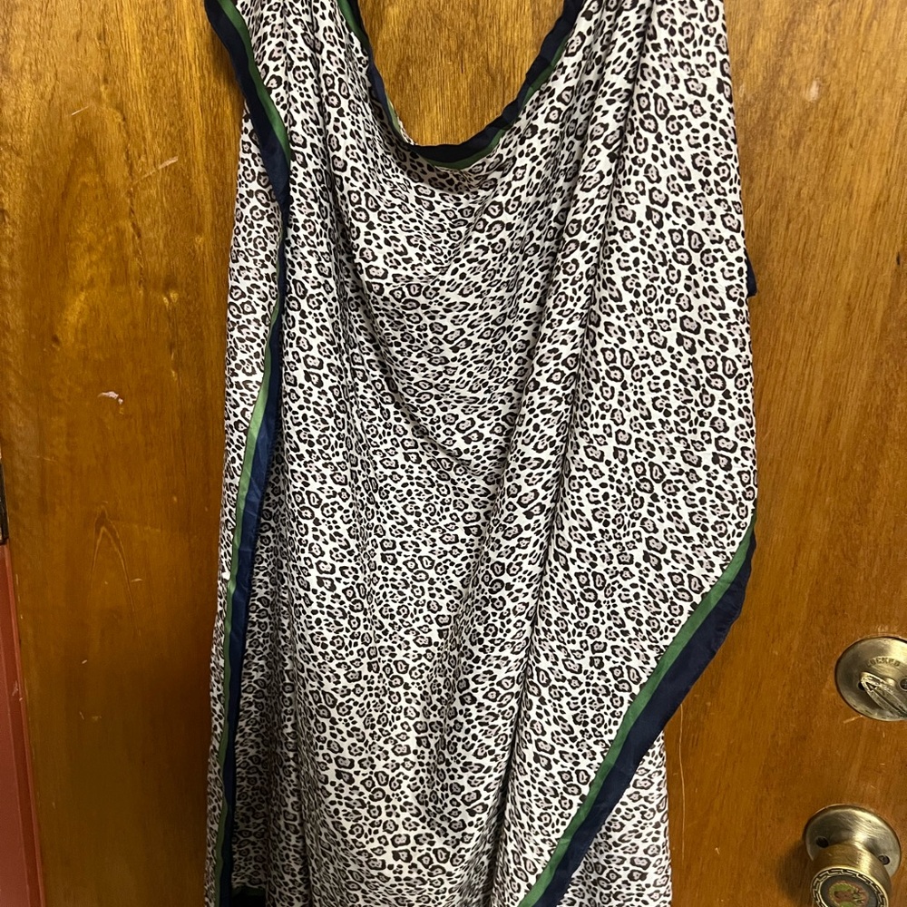 Banana Republic Leopard Print Scarf with Green and Black Accents